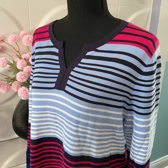 Talbots Women's Crew Neck Striped Sweater Size  XL Petite NWT - Picture 2 of 7